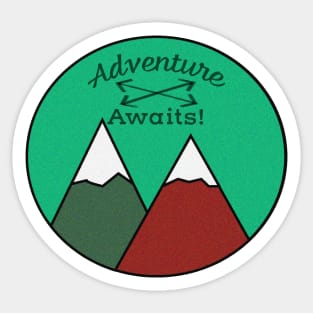 Awesome Adventure Awaits Mountain Peaks Design Sticker